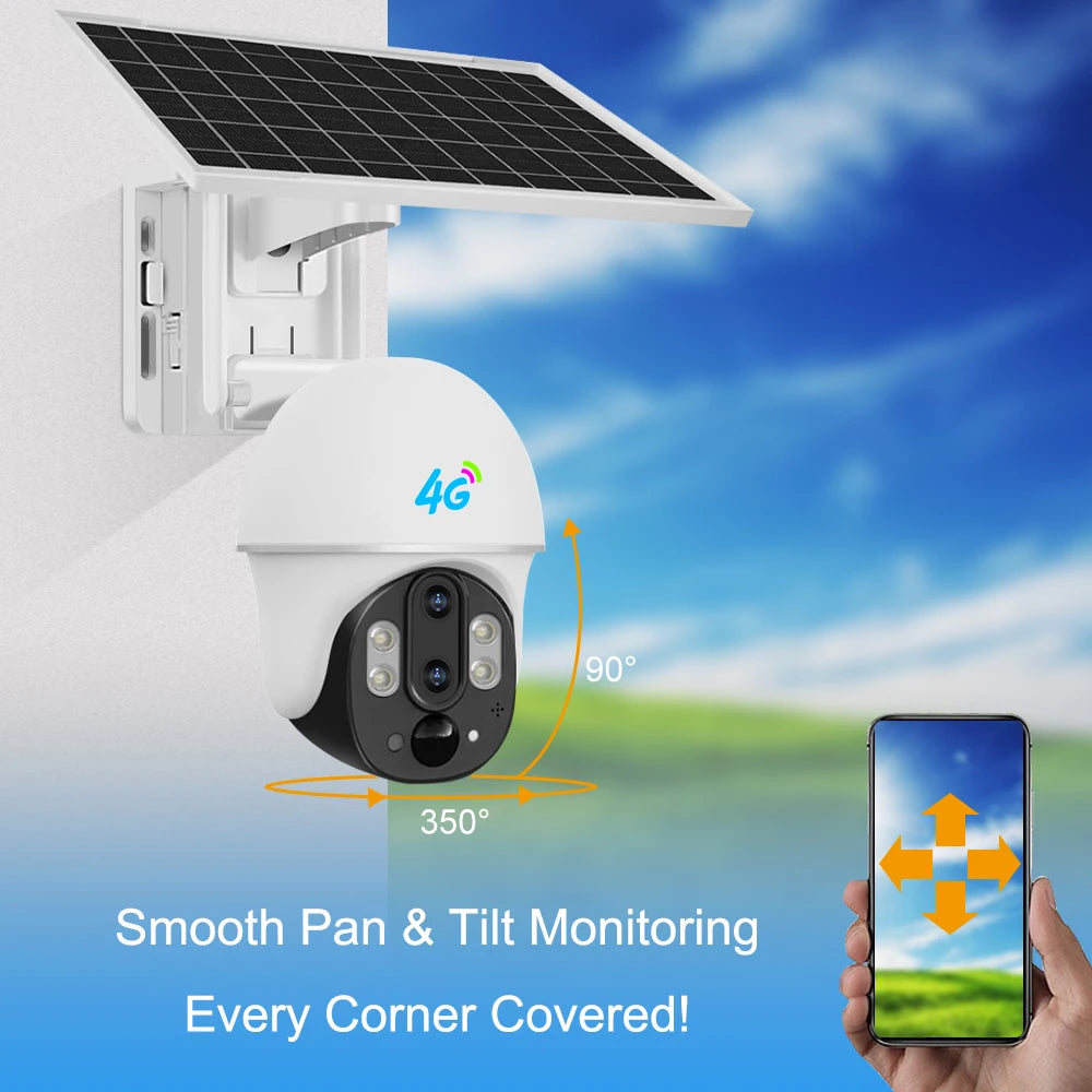New Dual Lens 10x Zoom PTZ Wireless Outdoor Solar Powered Security Battery Camera 4G SIM Card Solar Camera