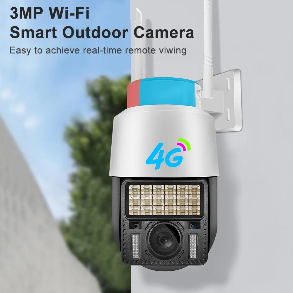 V380 4G SIM Card IP Camera H.265 Outdoor Mini PTZ Camera HD 3MP Wireless CCTV IP 4G PTZ Camera