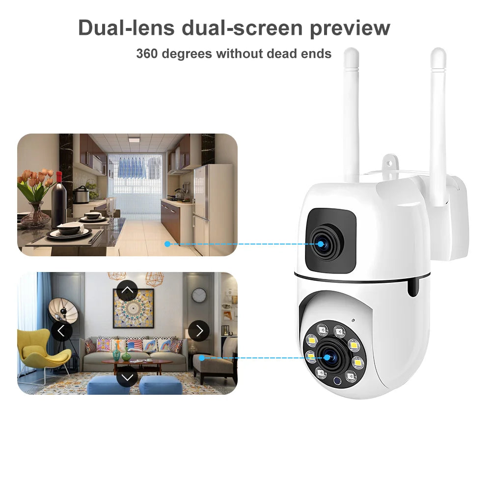 New V380 Mini Indoor PTZ Dual Lens Camera 4MP HD Smart Home WiFi Security for Baby Monitor Indoor Network Dual Lens Camera