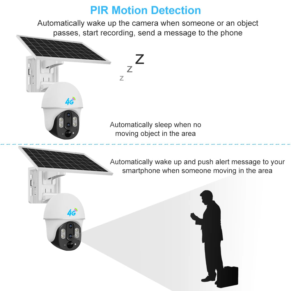 Hot Selling Outdoor Solar Camera V380 Outdoor PTZ Camera 2MP Pixel 10x Zoom CCTV Security Camera 4G SIM Card Camera