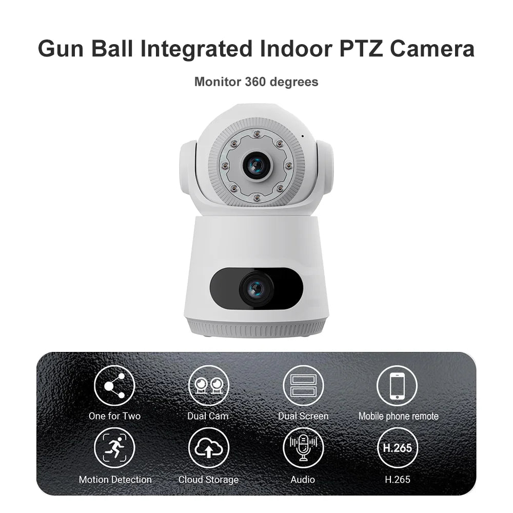 New V380 Dual Lens Camera 4MP HD Smart Home WiFi Security Camera for Baby Monitor Network Indoor Dual Lens Camera