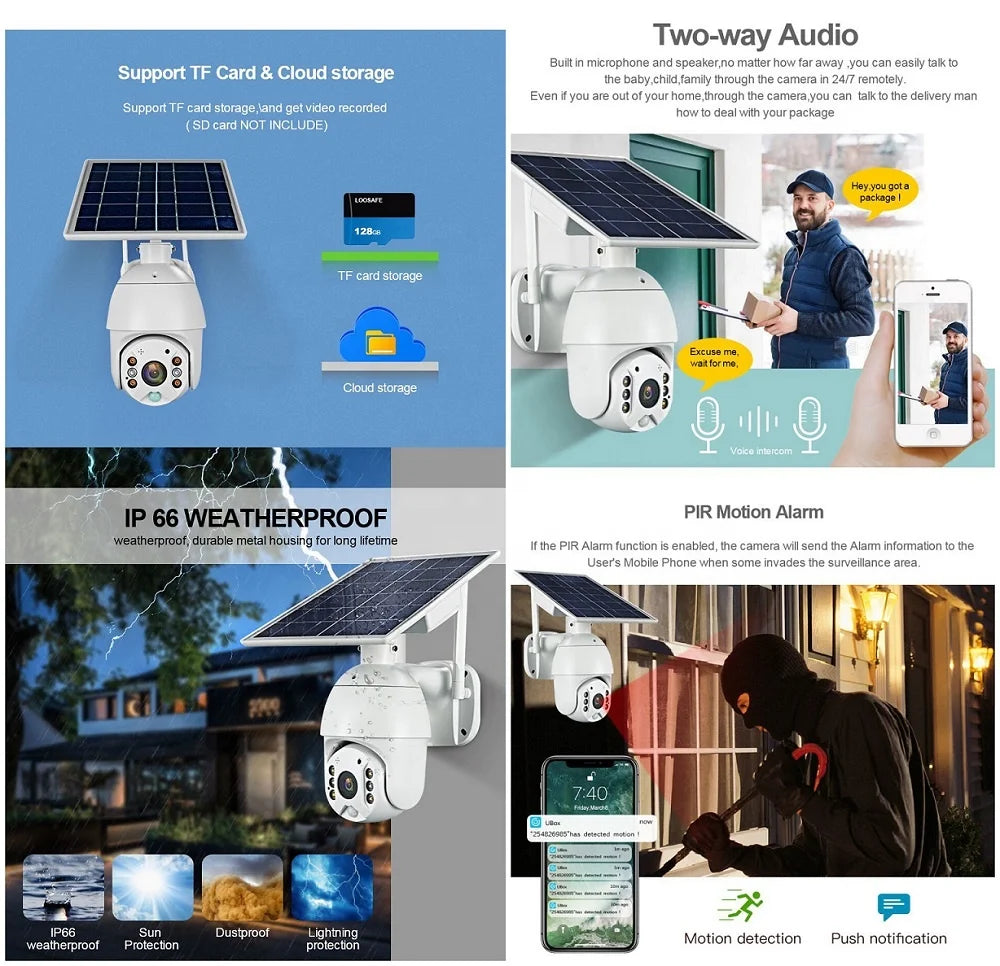 S10 5MP 4G Solar Powered PTZ Ubox Outdoor Wireless Camera With SIM Card System PIR Security 5MP WiFi CCTV Solar Camera