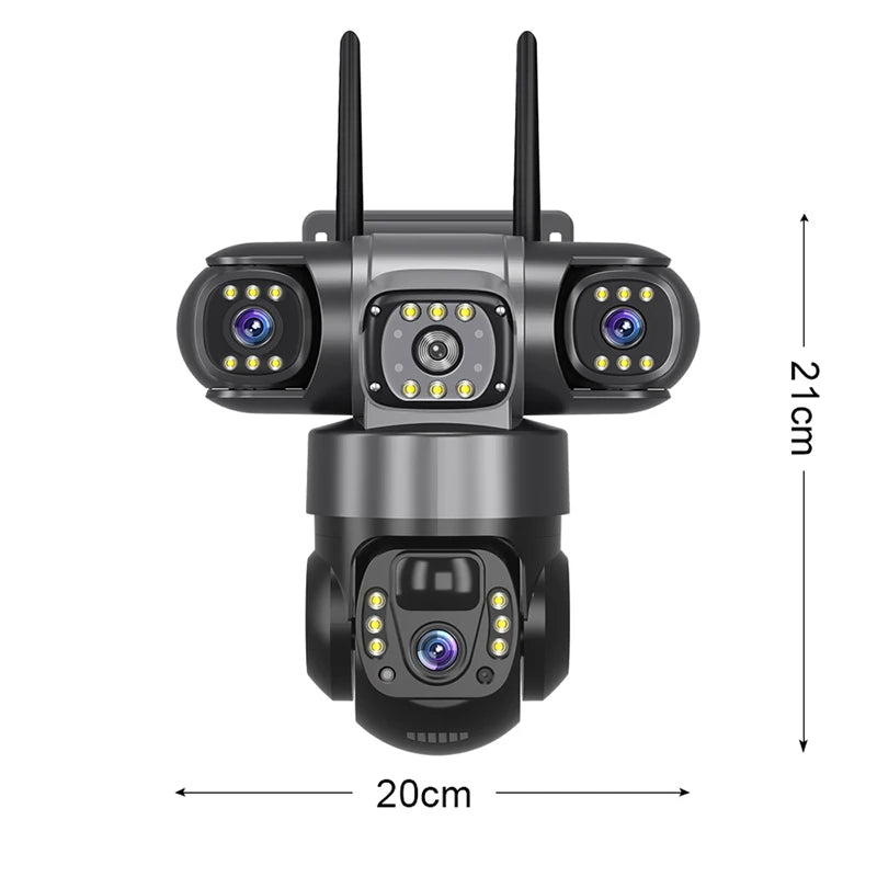V380 Pro Triples-Lens 4G Solar CAMERA With Solar Panel Network Camera CCTV Camera