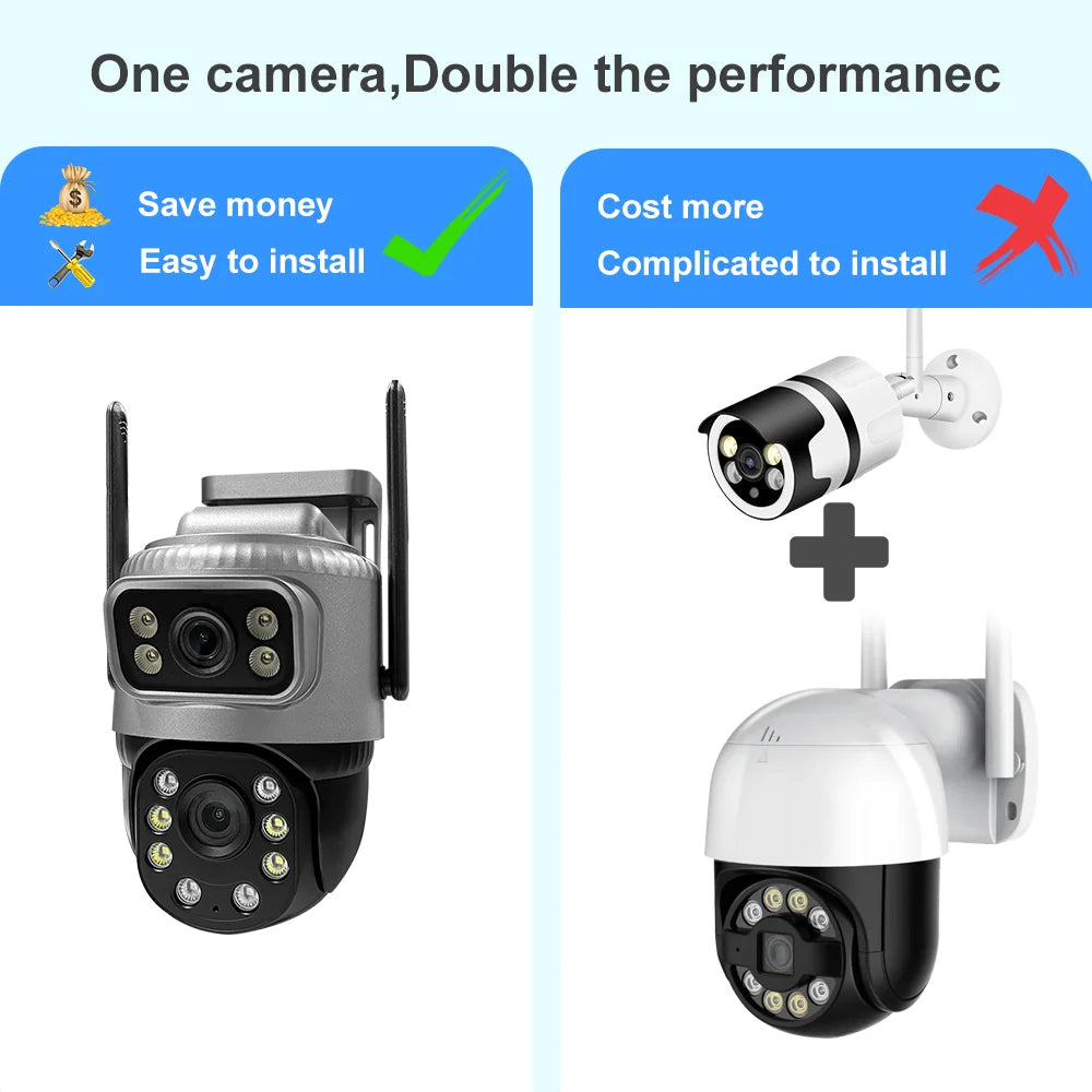 4MP HD WiFi IP Camera Security Protection Dual Lens Color Night Vision Auto Track CCTV V380 Pro Wireless PTZ Camera