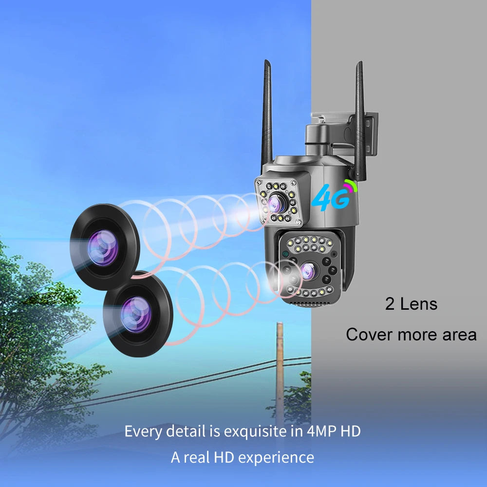 V380 New Bullet and 3.5Inch PTZ Camera SC03-4G Black 4MP Security CCTV Wireless IP Security Dual Lens 4G Bullet PTZ Camera