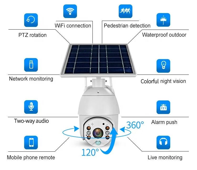 S10 5MP 4G Solar Powered PTZ Ubox Outdoor Wireless Camera With SIM Card System PIR Security 5MP WiFi CCTV Solar Camera