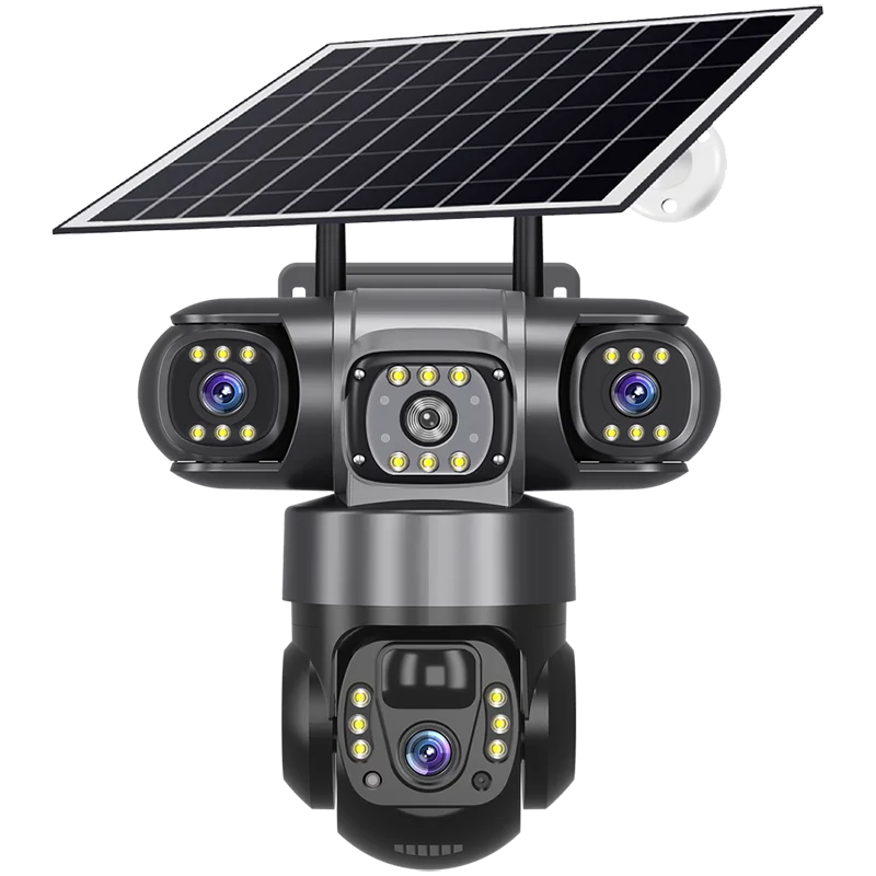 V380 Pro Triples-Lens 4G Solar CAMERA With Solar Panel Network Camera CCTV Camera