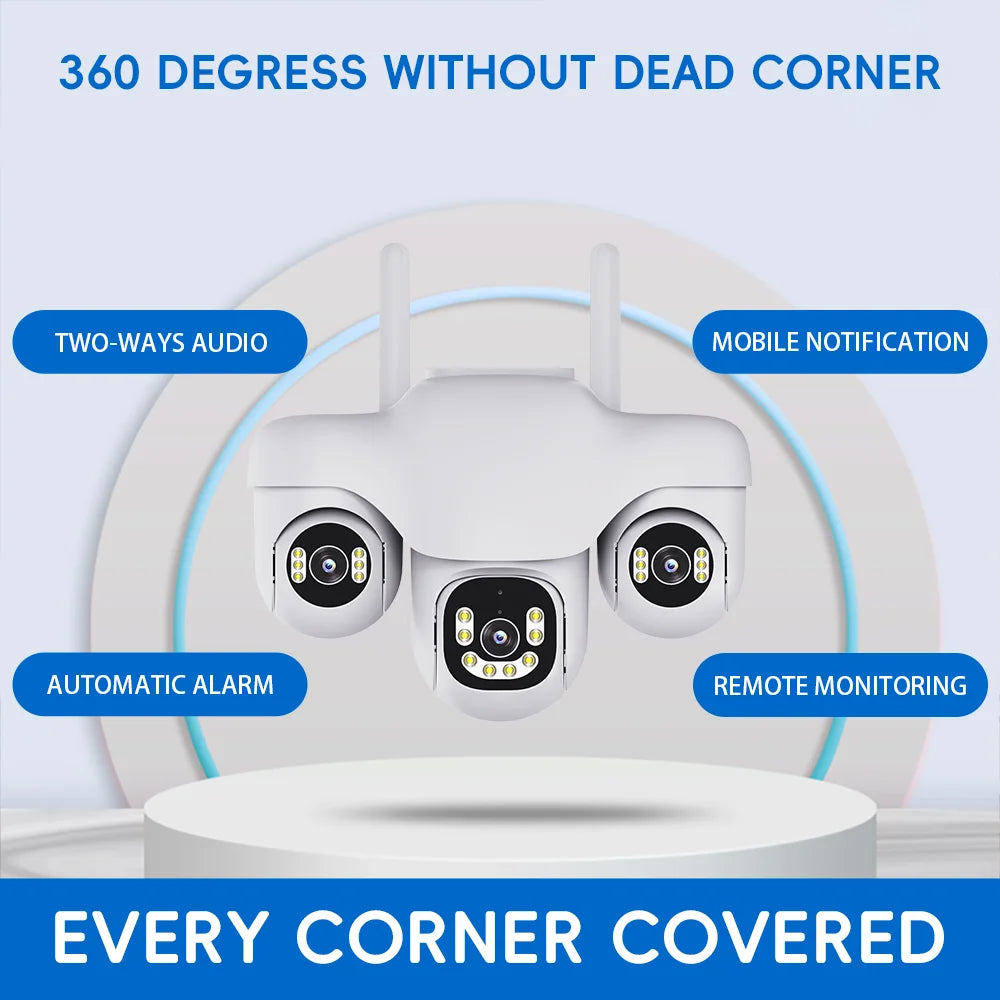 V380 New Private Model 4G White Outdoor PTZ Camera 3 PTZ 3 Screen Cloud Storage Network CCTV Camera