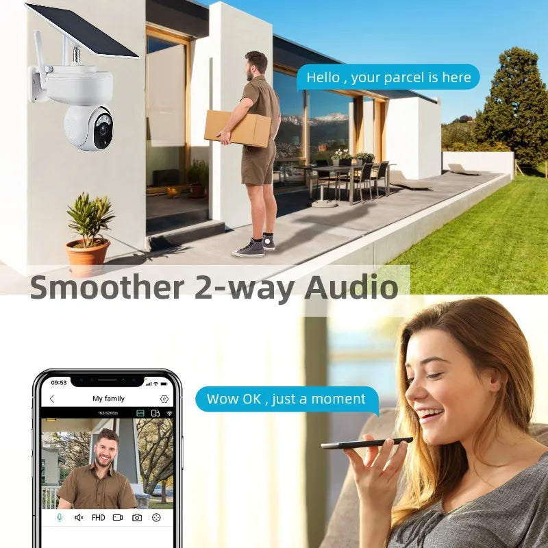 Ubox 4MP Solar Cameras WiFi Outdoor Camera with Solar panel 4G SIM Card Wireless Solar Security Camera