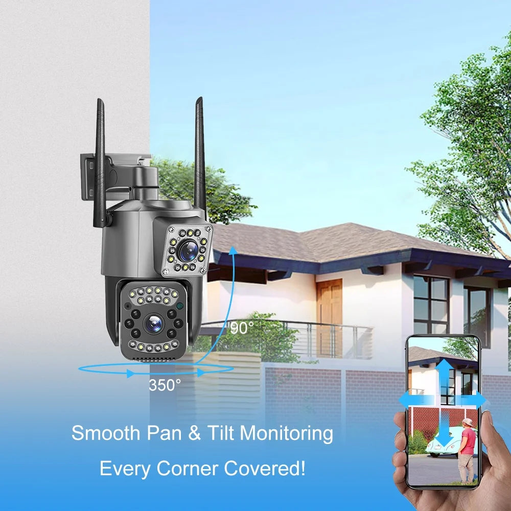 V380 Pro Dual Lens WiFi Camera Network Video Wireless H.265 Bidirectional Audio 4MP Outdoor and Indoor Waterproof Camera