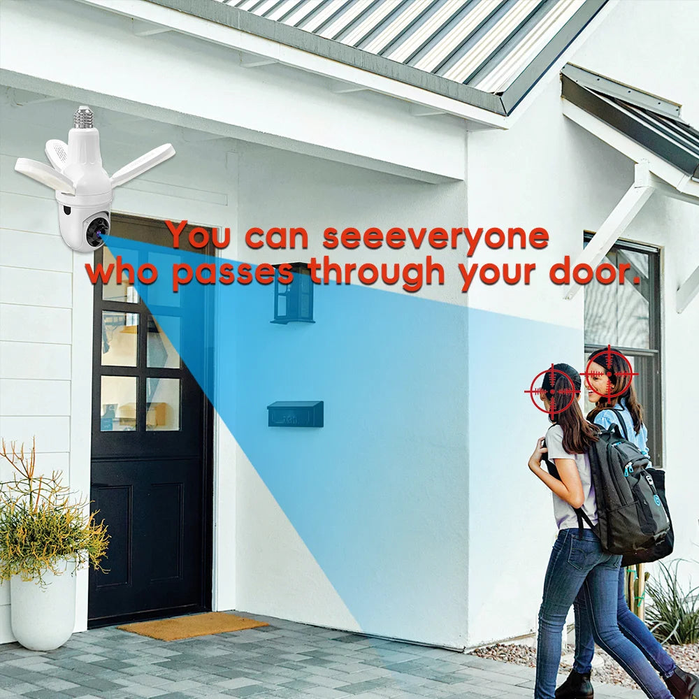 V380 2MP Wireless WiFi Smart Camera Night Vision Auto Tracking Security Camera Home Use Indoor CCTV Bulb Camera With Light
