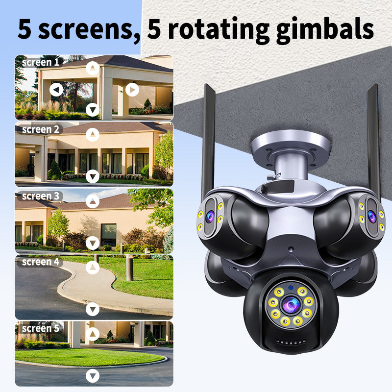 Factory Wholesale Price 5 lenses 5 views 5 PTZ Cameras IP66 Waterproof Cameras Outdoor PTZ Cameras With Night Vision 360°