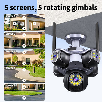Factory Wholesale Price 5 lenses 5 views 5 PTZ Cameras IP66 Waterproof Cameras Outdoor PTZ Cameras With Night Vision 360°