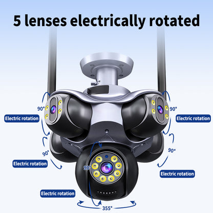 Factory Wholesale Price 5 lenses 5 views 5 PTZ Cameras IP66 Waterproof Cameras Outdoor PTZ Cameras With Night Vision 360°