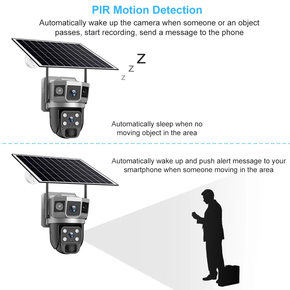Hot Selling V380 Intelligent WiFi Camera IP Solar Gimbal Outdoor Color Night Vision Camera Foldable Solar Panel Solar Camera