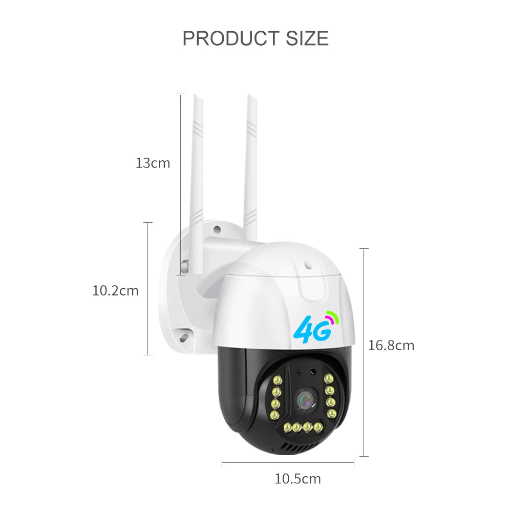 V380 IP66 Outdoor 2.8 Inch PTZ Camera 4G Security Camera Colorful IR Night Vision 3MP Auto Tracking PTZ 4G Camera