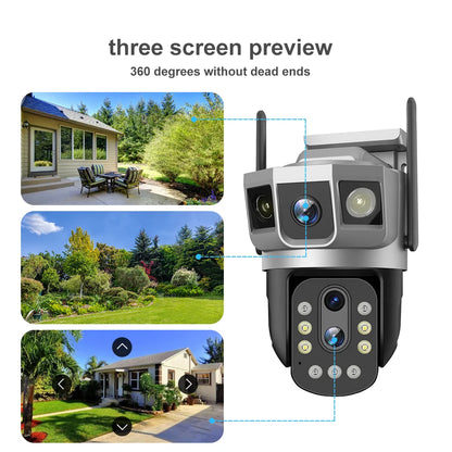 V380 Network Camera 10x Optical Zoom 4MP WiFi Outdoor CCTV Wireless IP Security Bullet PTZ Dual Lens 3 Images Camera