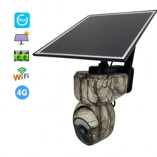 Camouflage Solar Hunting Camera 4MP IP PTZ Solar Wireless 4G SIM Card Security CCTV Outdoor Hunting 4G Solar Camera