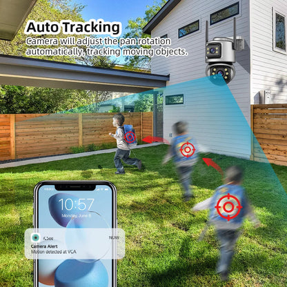 ICSEE 6MP Dual Lens Dual-Screen Preview WiFi PTZ Camera Wireless IP66 Waterproof CCTV  Outdoor Security Cameras