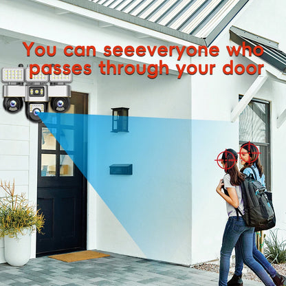 V380 New Arrival 3 PTZ and 3 Screens 6MP 4G Outdoor Security CCTV Camera Network PTZ Triple Screens Camera