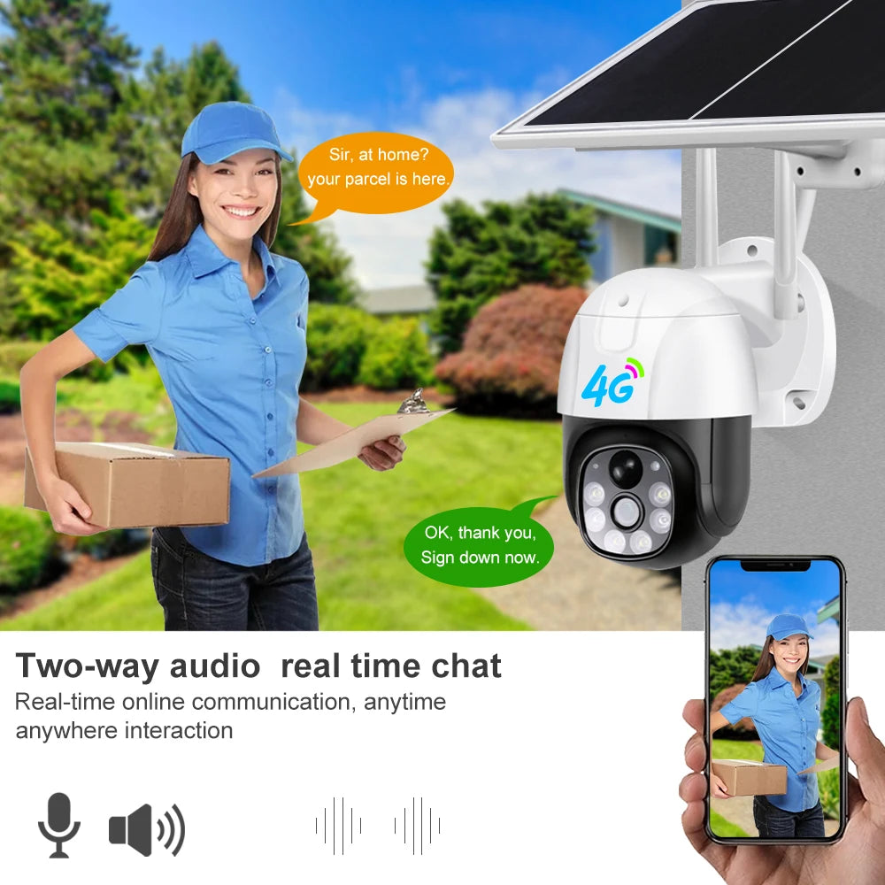 V380 Pro 3MP Solar CCTV Camera VC9-G Low Power PTZ Camera PIR Detection CCTV Security Camera 4G SIM Card Camera