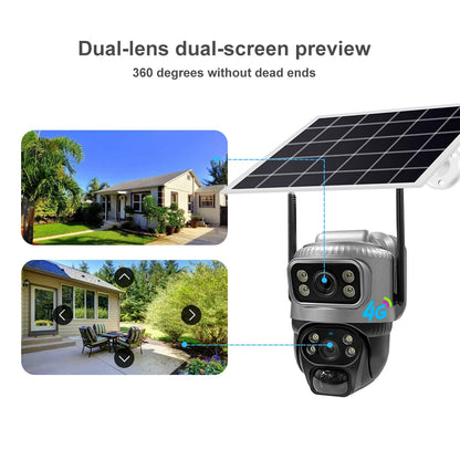 V380 New Micro Power Consumption 4MP Solar Battery Powered Camera Solar Panel Network CCTV 4G LTE IP PTZ Dual Lens Camera