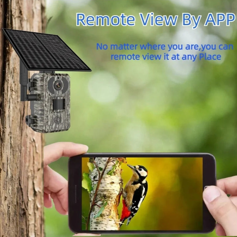 2K 4MP Camouflage 4G Solar Camera Battery Powered PIR Sensor Motion Detection Security Wireless 4G Hunting Camera Solar