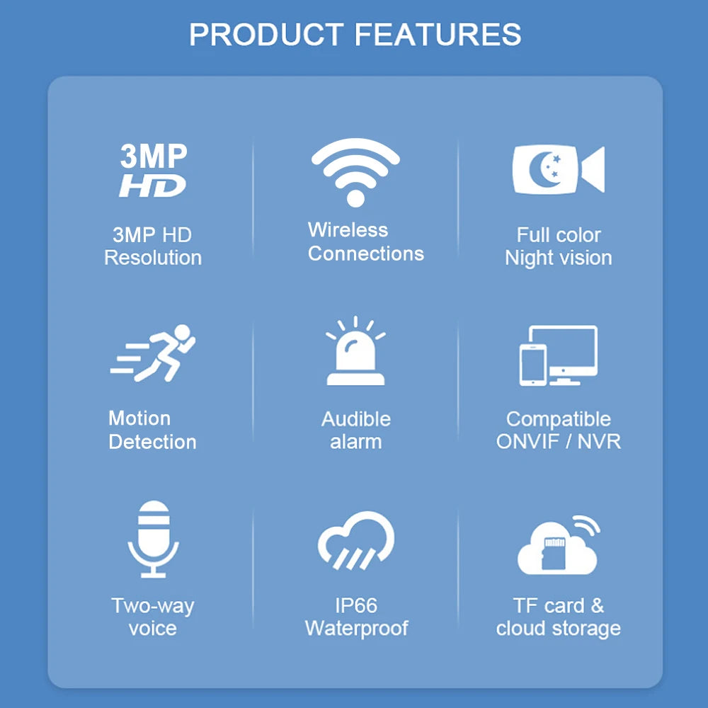 V380 Outdoor Indoor Waterproof Network Camera CCTV Camera 2MP Night Vision Alarm High-Definition PTZ Camera