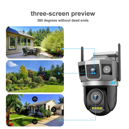 V380 Pro Two-Way Voice Intercron 4G SIM Card Outdoor Camera Dual Lens 3 Views 4G Camera