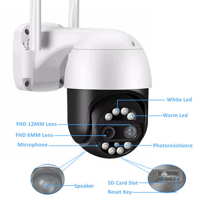 4MP ICSEE Dual Lens 360 Wireless WiFi CCTV Camera  Auto Tracking PTZ Camera