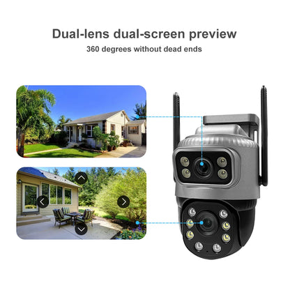 4MP HD WiFi IP Camera Security Protection Dual Lens Color Night Vision Auto Track CCTV V380 Pro Wireless PTZ Camera