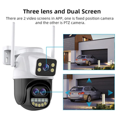 9MP Triple Lens ICSEE PTZ WiFi Camera Outdoor Human Auto Tracking Wireless Security WiFi Camera