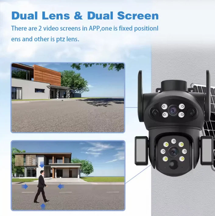 2025 New Outdoor 8MP Dual Lens HD Solar 4G Camera With Built in Battery Security Camera Outdoor IP66 Waterproof CCTV Camera V380 Pro