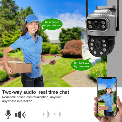 4MP HD WiFi IP Camera Security Protection Dual Lens Color Night Vision Auto Track CCTV V380 Pro Wireless PTZ Camera