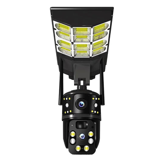 New V380 6MP Solar Battery Powered Camera Solar Power CCTV 4G IP PTZ Dual Lens 3 Screens Camera and Street Light