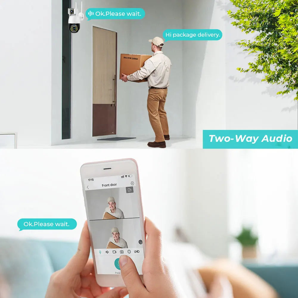 V380 Pro 2K HD Auto Tracking Baby Monitor Outdoor Home Protection Security Bullet Baby Camera Dual Lens 4G SIM Card CCTV Camera