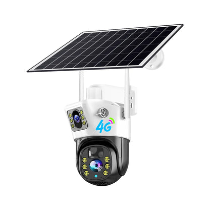 Hot Selling 6MP Dual Lens 4G Wireless WiFi PTZ Network Camera 3K CCTV Outdoor Security Camera Outdoor IP66 Waterproof Solar Battery Camera
