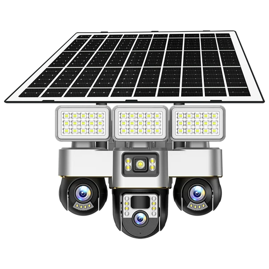 V380 Pro New Arrival Private Model 4G SIM Card Solar Camera 3 PTZ 3 Screen 6MP VTS30A-G Network Security Camera