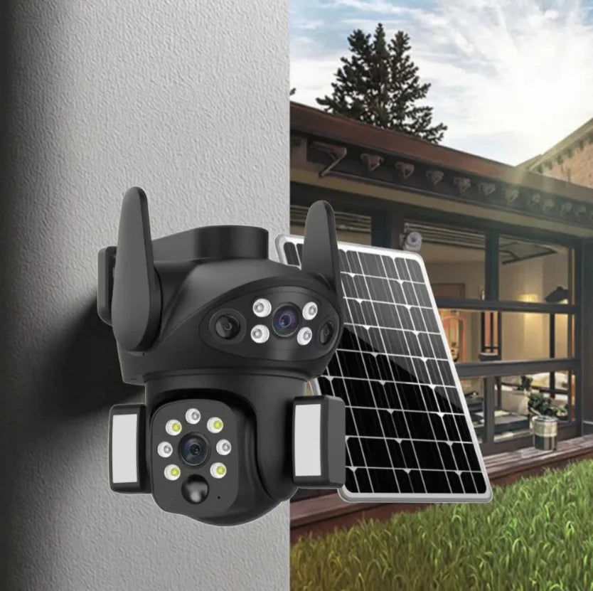 2025 New Outdoor 8MP Dual Lens HD Solar 4G Camera With Built in Battery Security Camera Outdoor IP66 Waterproof CCTV Camera V380 Pro