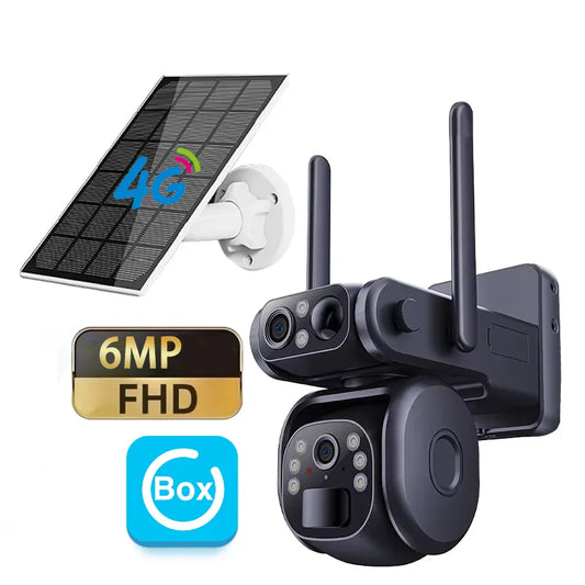 Factory Price Ubox APP Dual Lens 4G WiFi Solar Camera PTZ Camera PIR AI Human Detection Solar Battery Camera 4G SIM Card Camera