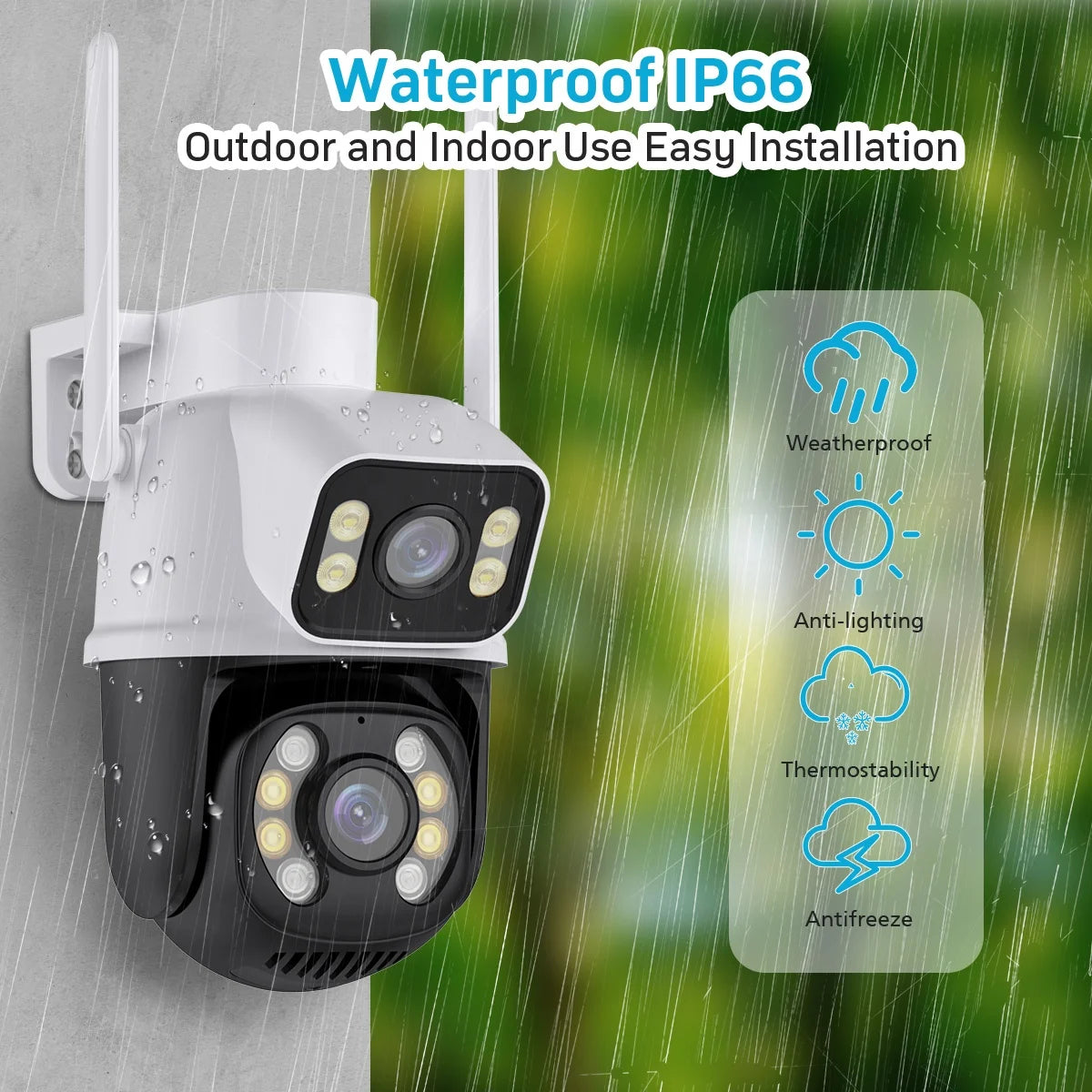 Hot Sales 6MP Dual Lens ICSEE WiFi Camera Outdoor IP66 Waterproof Night Vision PTZ Camera