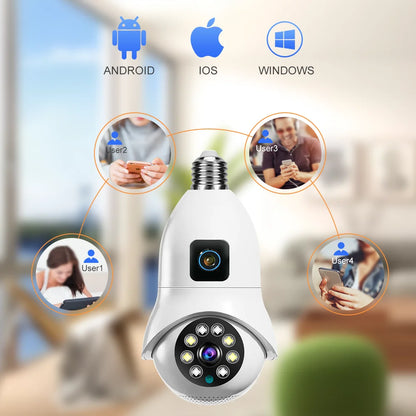 New V380 Dual Lens Bulb Camera Automatic Tracking Alarm Function Supports Two-way Voice WiFi Cameras