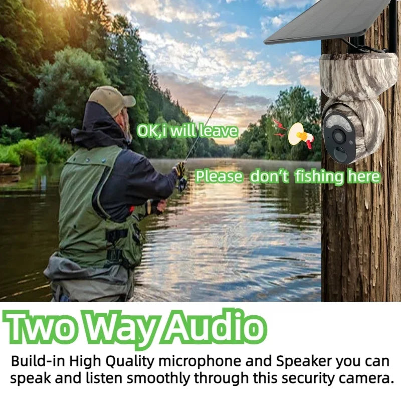 Camouflage Solar Hunting Camera 4MP IP PTZ Solar Wireless 4G SIM Card Security CCTV Outdoor Hunting 4G Solar Camera