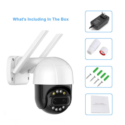 4MP ICSEE Dual Lens 360 Wireless WiFi CCTV Camera  Auto Tracking PTZ Camera