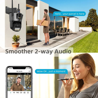 9MP Triple Lens Three Screen Auto Human Tracking Color Night Vision PTZ Outdoor Wireless CCTV Camera Security ICSEE WiFi Camera