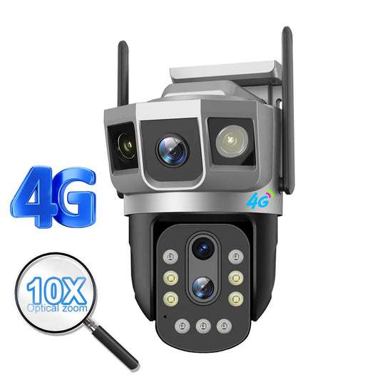 V380 New Network Camera 4MP CCTV Wireless IP Security Smart Home Outdoor 10 Optical Zoom 4G PTZ Dual Lens Camera