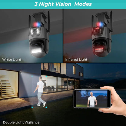 V380 New 3.5Inch Dual Lens PTZ Camera Black 6MP WiFi Security CCTV Wireless IP Security Network Dual Lens PTZ Camera