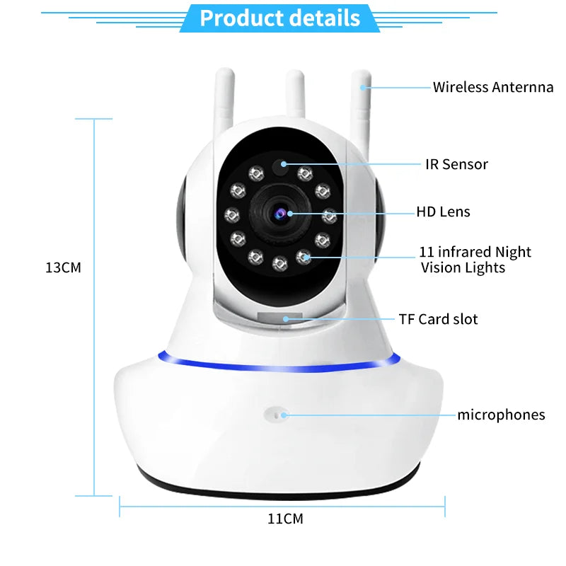 V380 Pro P2P WIFI Camera 3MP Full HD WIFI CCTV Camera 3 Antennas PTZ Indoor Baby Camera