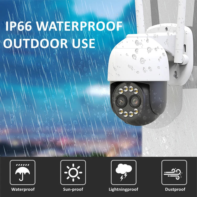 4MP ICSEE Dual Lens 360 Wireless WiFi CCTV Camera  Auto Tracking PTZ Camera