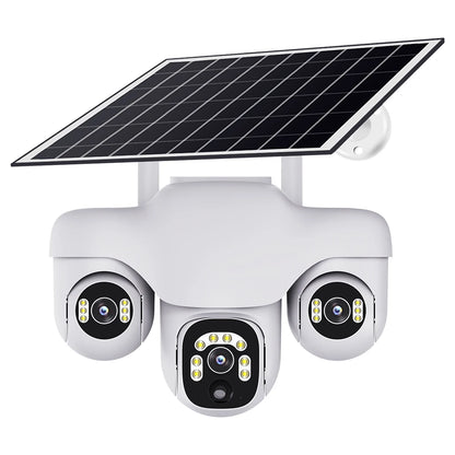 V380 New Solar Camera 4G White 3 PTZ 3 Screen VTS31-G-F Outdoor Solar Powered Camera CCTV Security Camera